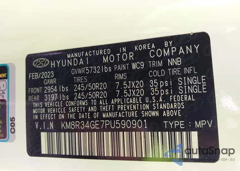 2023 Hyundai Palisade Xrt from USA, damaged, VIN KM8R34GE7PU590901